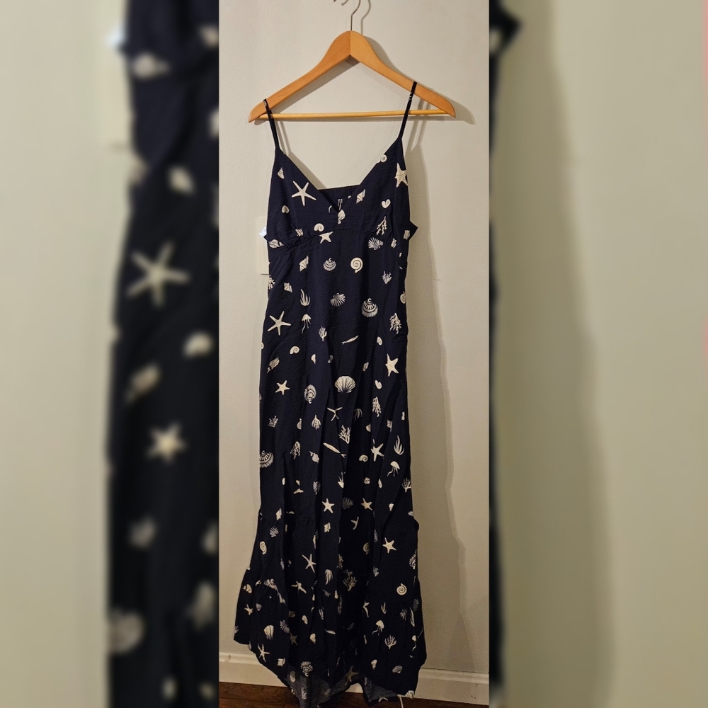 a new day Navy Blue Shell Print Maxi Dress